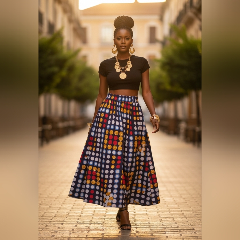 Elegant Black and Red Maxi Skirt